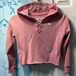 SOLD YEY !!  Abercrombie Kids Dusty Rose Lace-Up Fleece Logos Soft Hoodie